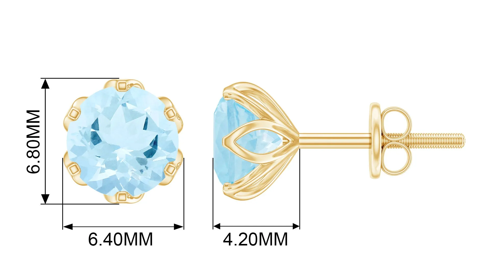 2 CT Lotus Basket Set Aquamarine Stud Earrings for Her