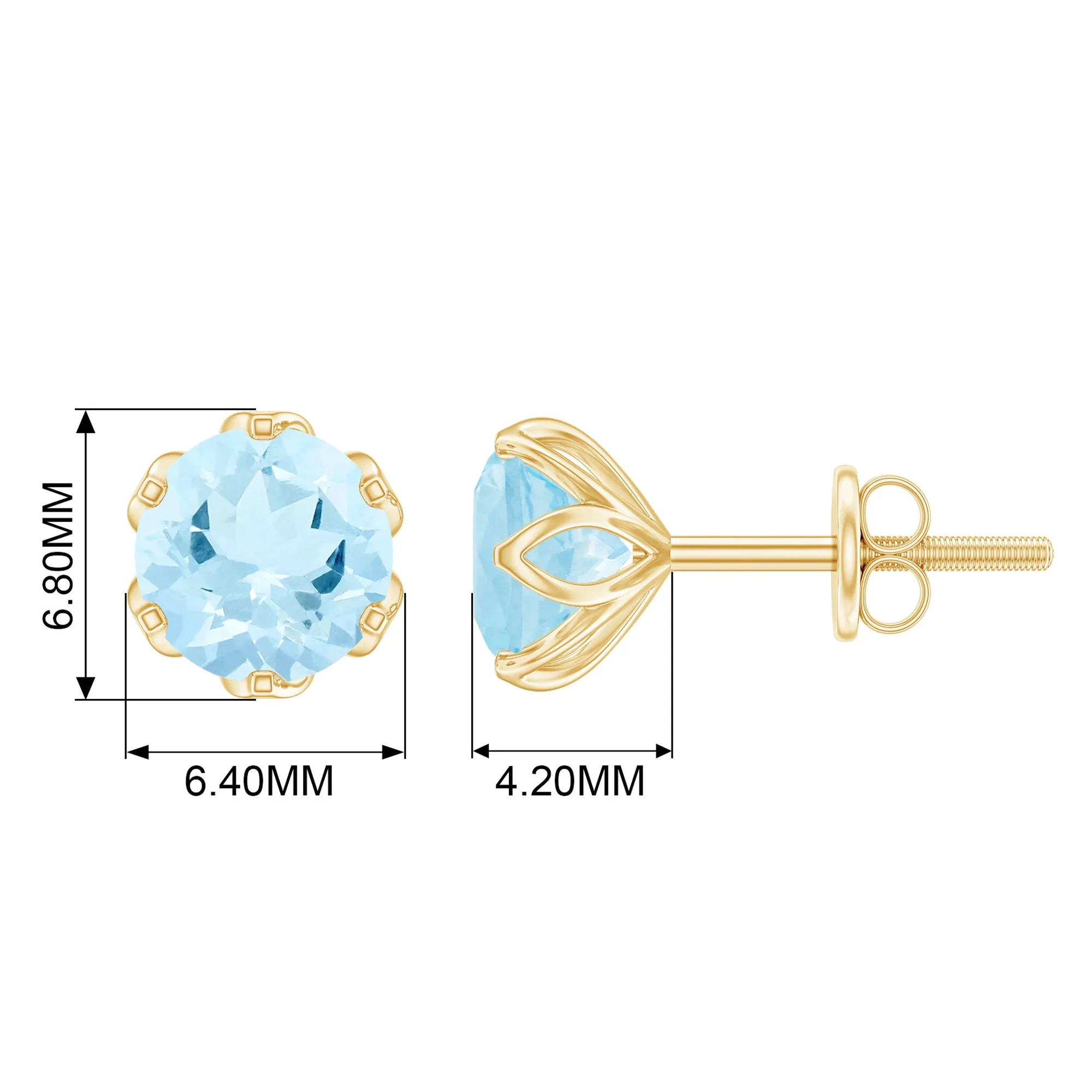 2 CT Lotus Basket Set Aquamarine Stud Earrings for Her