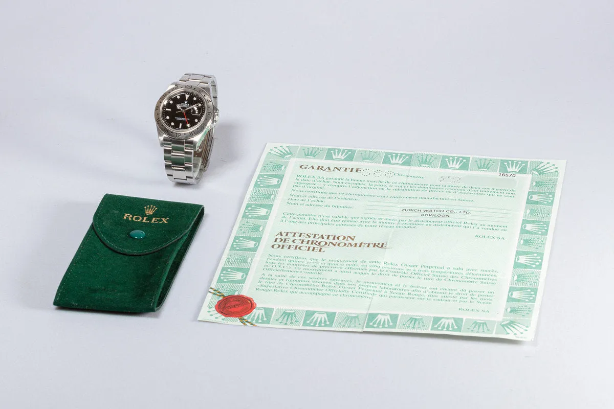 2002 Rolex Explorer II 16570 Black Dial w/ Papers