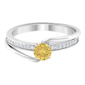 3/4 CT Citrine Solitaire Engagement Ring with Diamond