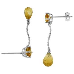 4.3 Carat 14K Solid White Gold Danglings Earrings Natural Citrine