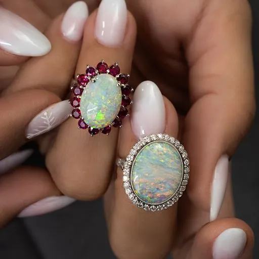 5 ct Opal Cabochon and Diamond Ring