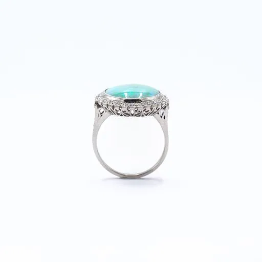 5 ct Opal Cabochon and Diamond Ring
