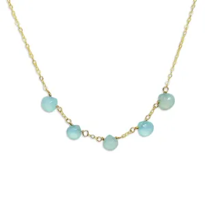 5 Drop Aqua Chalcedony Necklace