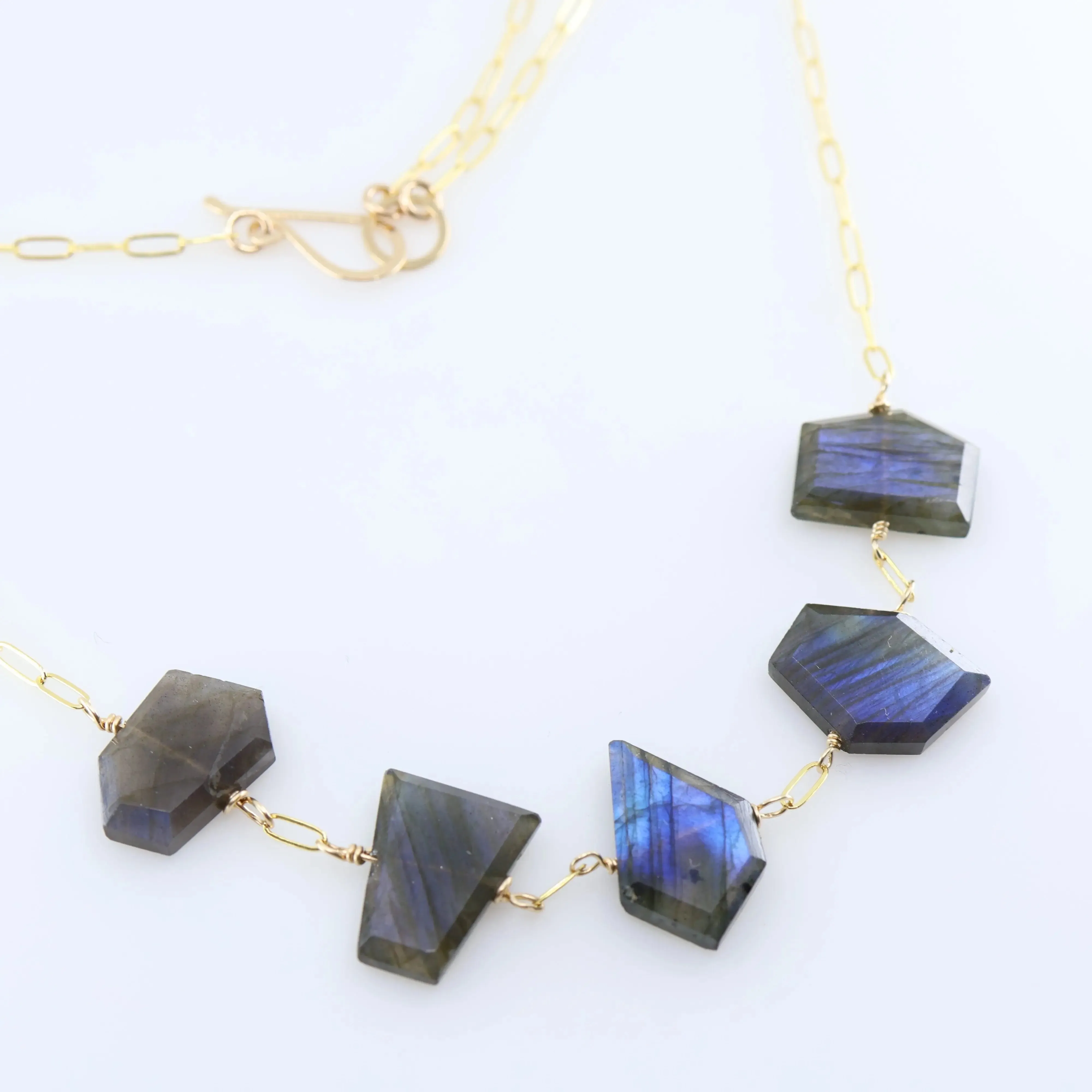 5 Drop Faceted Labradorite Necklace