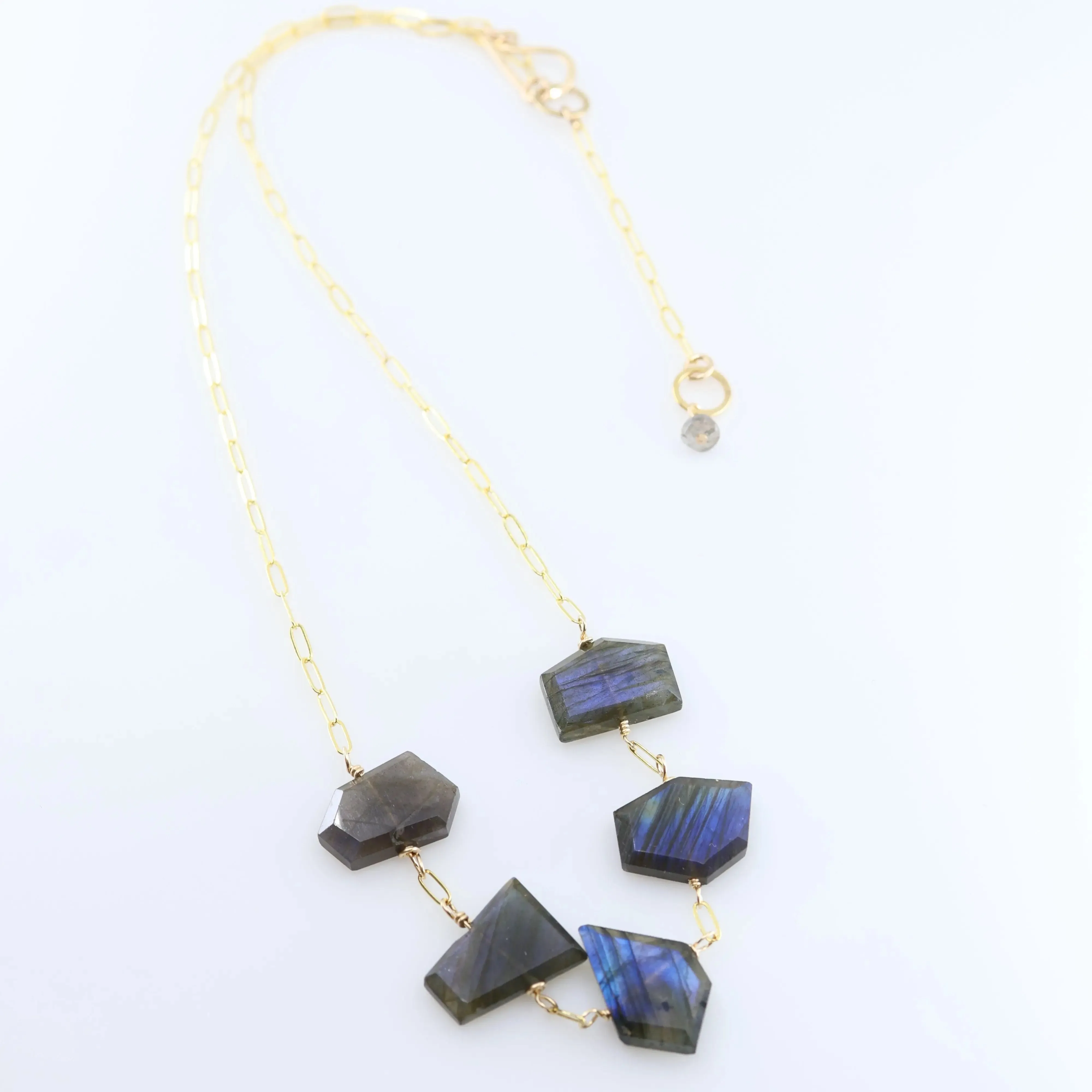 5 Drop Faceted Labradorite Necklace
