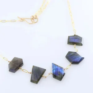 5 Drop Faceted Labradorite Necklace