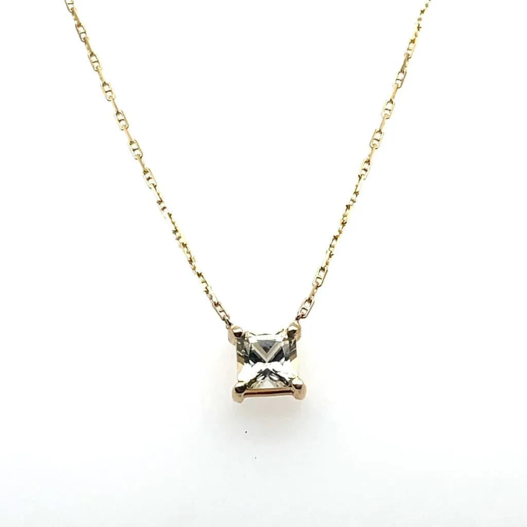 .60 ct Yellow Sapphire Princess Cut Set 14k Yellow Gold Pendant Regard Jewelry Austin,