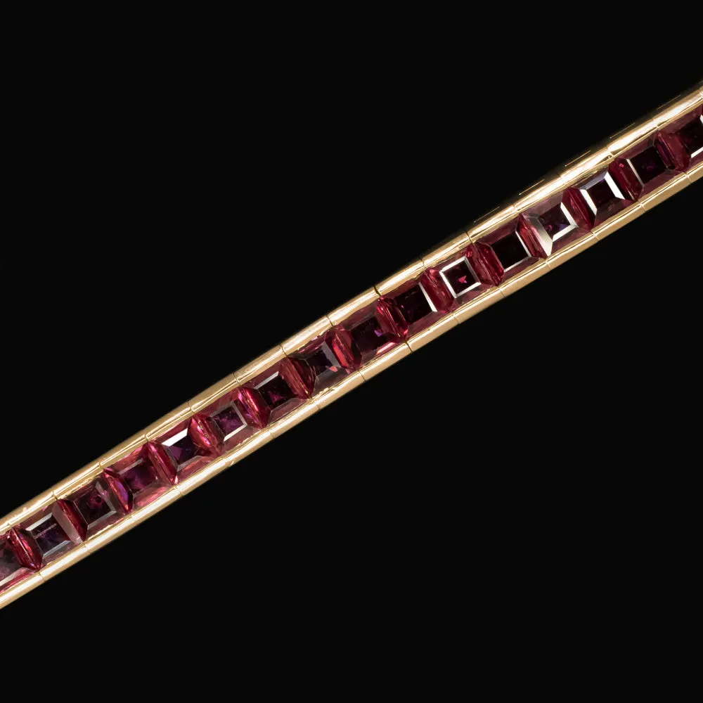 6.91ct RUBY TENNIS BRACELET 18k YELLOW GOLD CHANNEL SET NATURAL CLASSIC GIFT