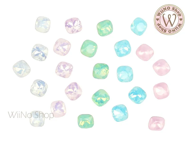 6mm 8mm Opal Rounded Square Point Back Crystal - 5 pcs