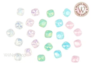 6mm 8mm Opal Rounded Square Point Back Crystal - 5 pcs
