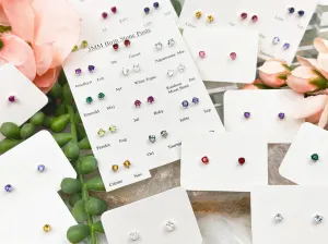 925 Silver Crystal Birthstone Earrings