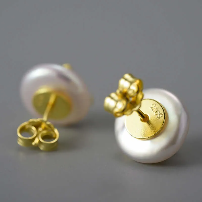 925 Silver Three-dimensional Butterfly Round Pearl Stud Earrings