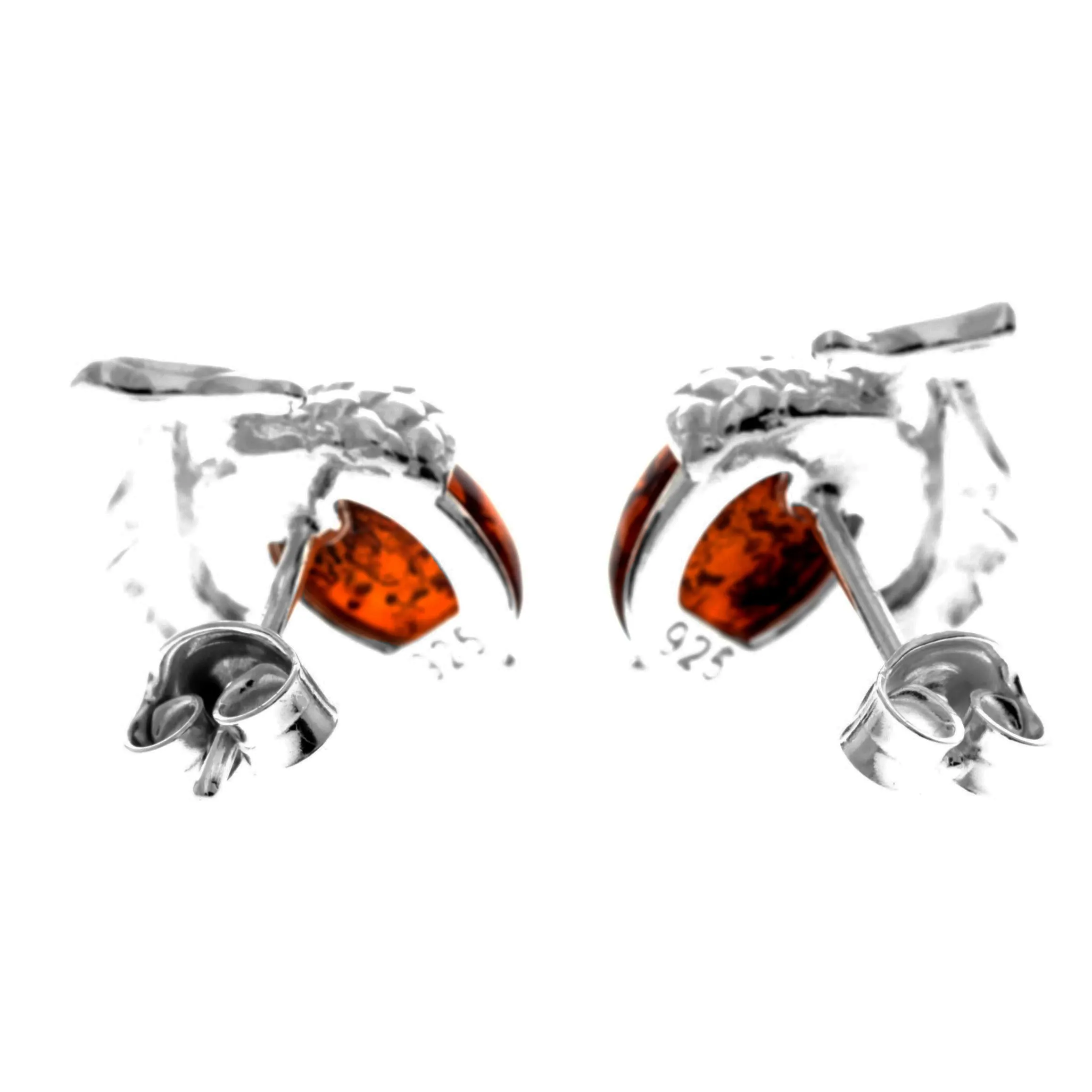 925 Sterling Silver & Baltic Amber Modern Acorn Studs Earrings - GL1047