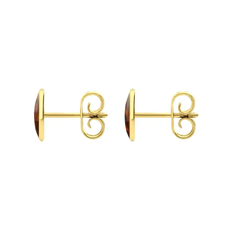 9ct Yellow Gold Amber 8 x 6mm Classic Medium Oval Stud Earrings