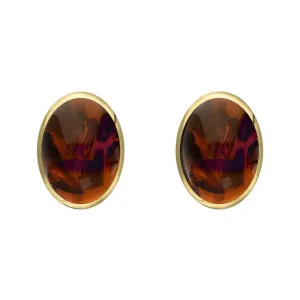 9ct Yellow Gold Amber 8 x 6mm Classic Medium Oval Stud Earrings