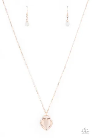 A Dream is a Wish Your Heart Makes Rose Gold Paparazzi Necklace