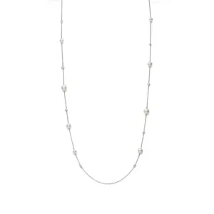 Akoya Cultured Pearl and Diamond Station Necklace