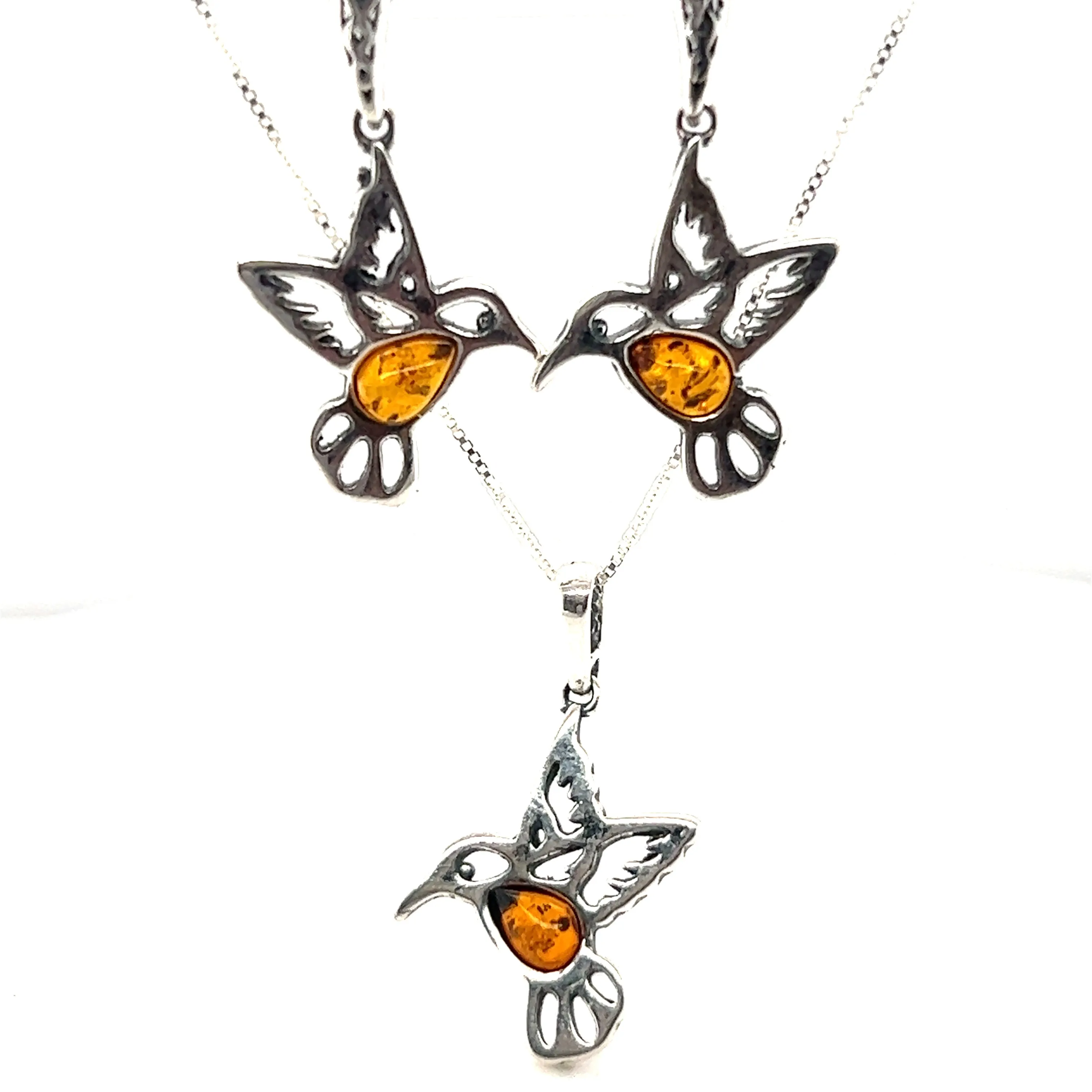 Amber Hummingbird Earrings