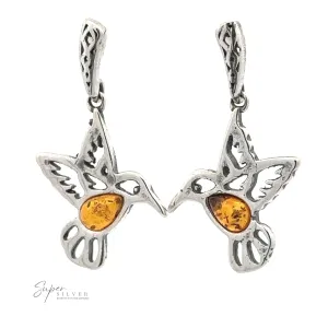 Amber Hummingbird Earrings
