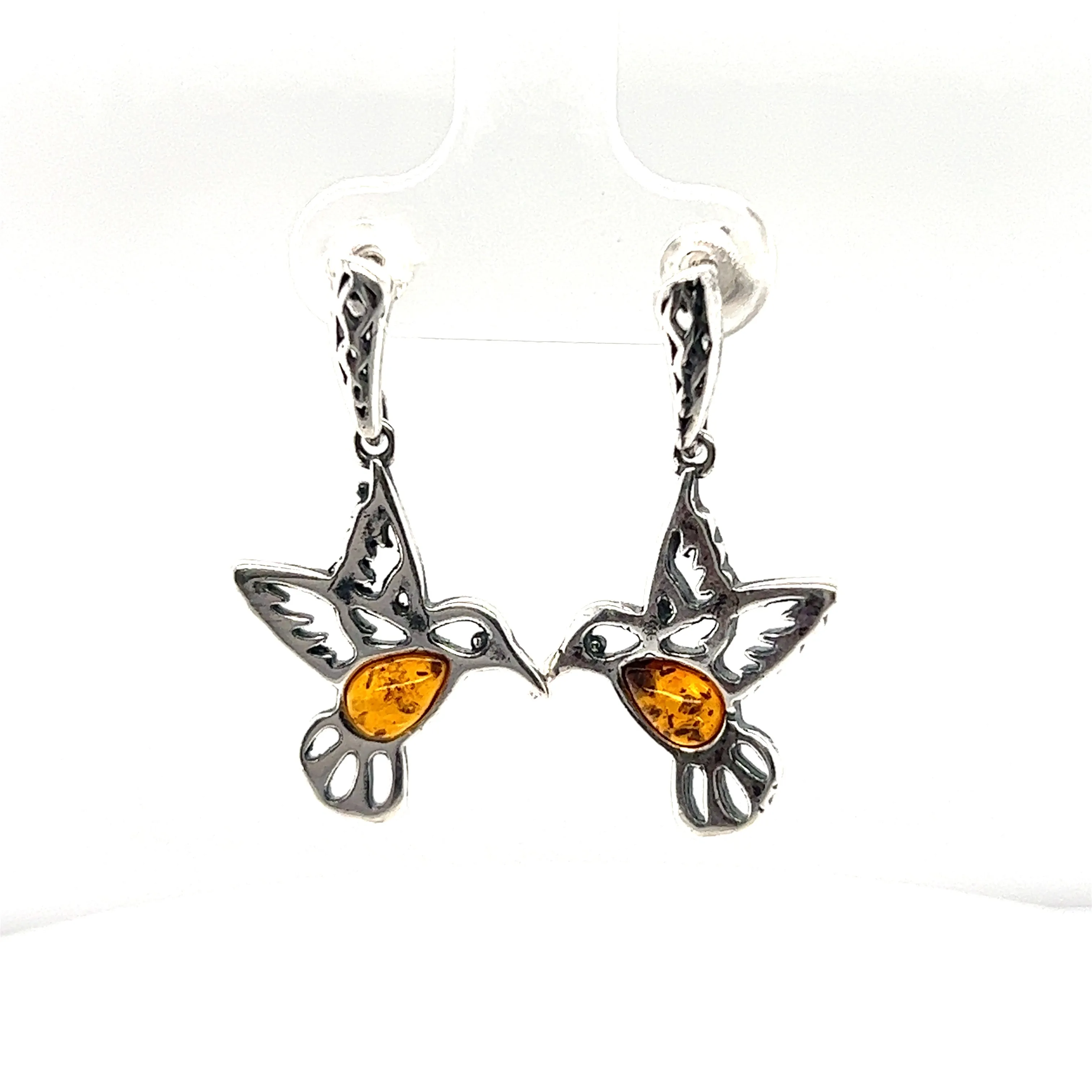 Amber Hummingbird Earrings