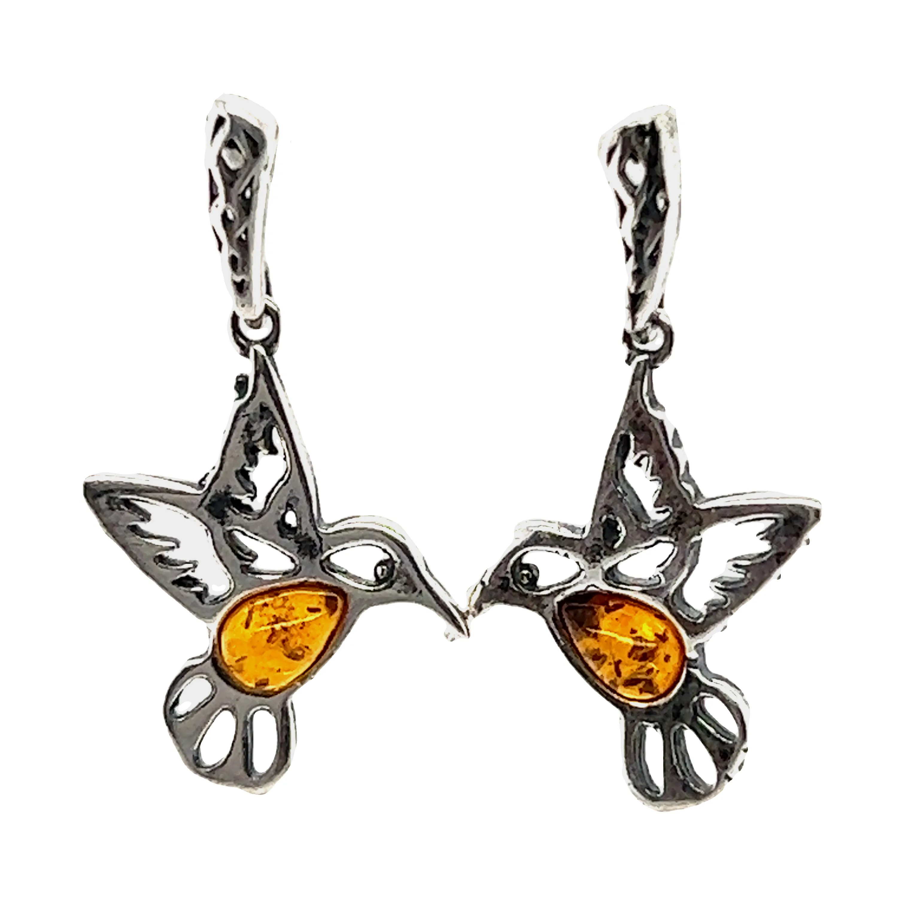 Amber Hummingbird Earrings