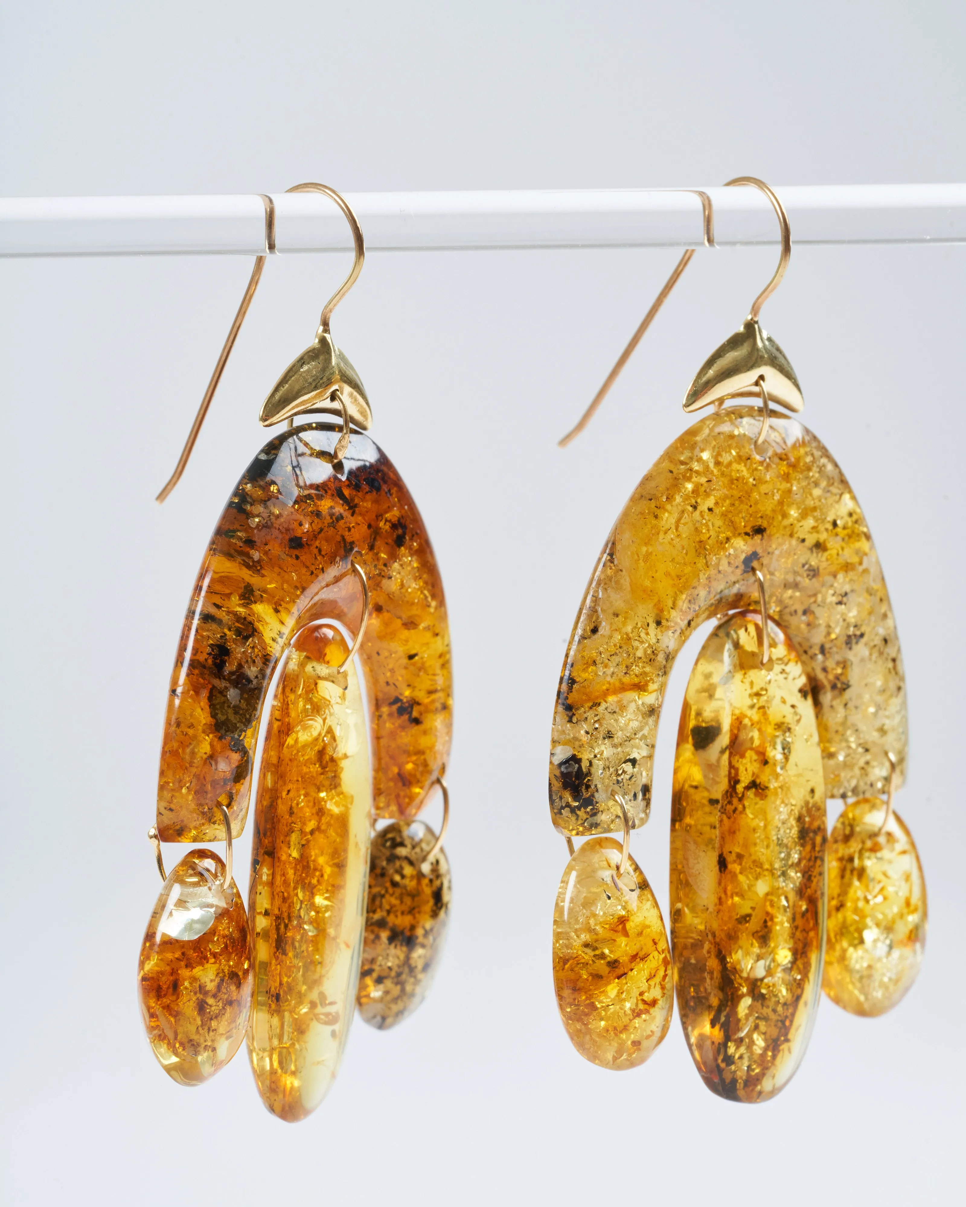 amber mini chandelier earrings - amber