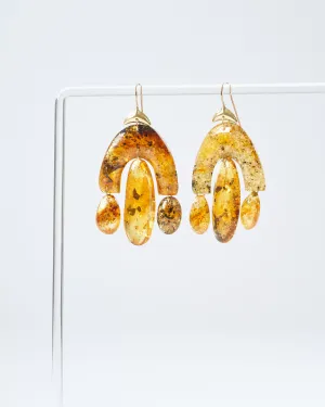 amber mini chandelier earrings - amber