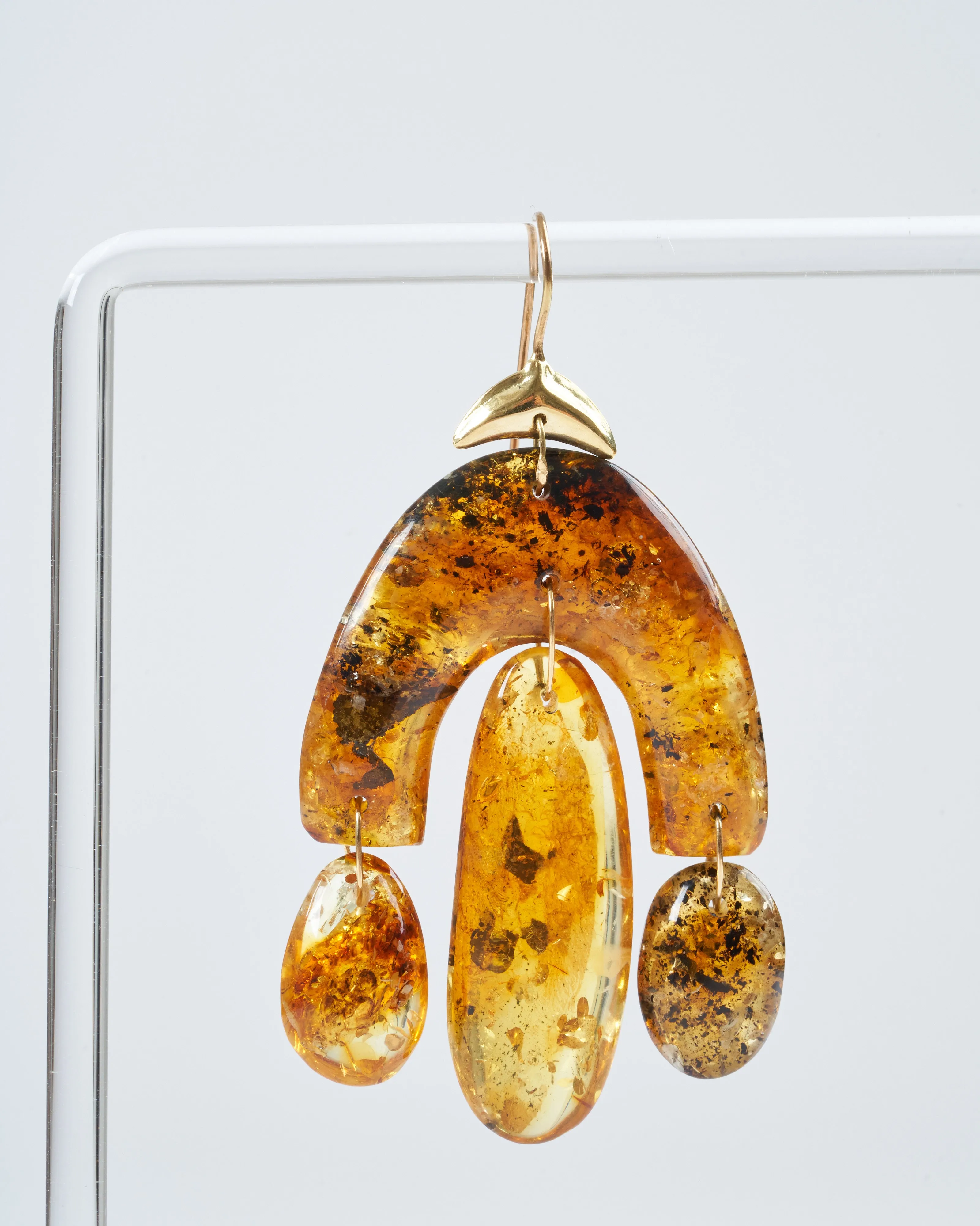 amber mini chandelier earrings - amber