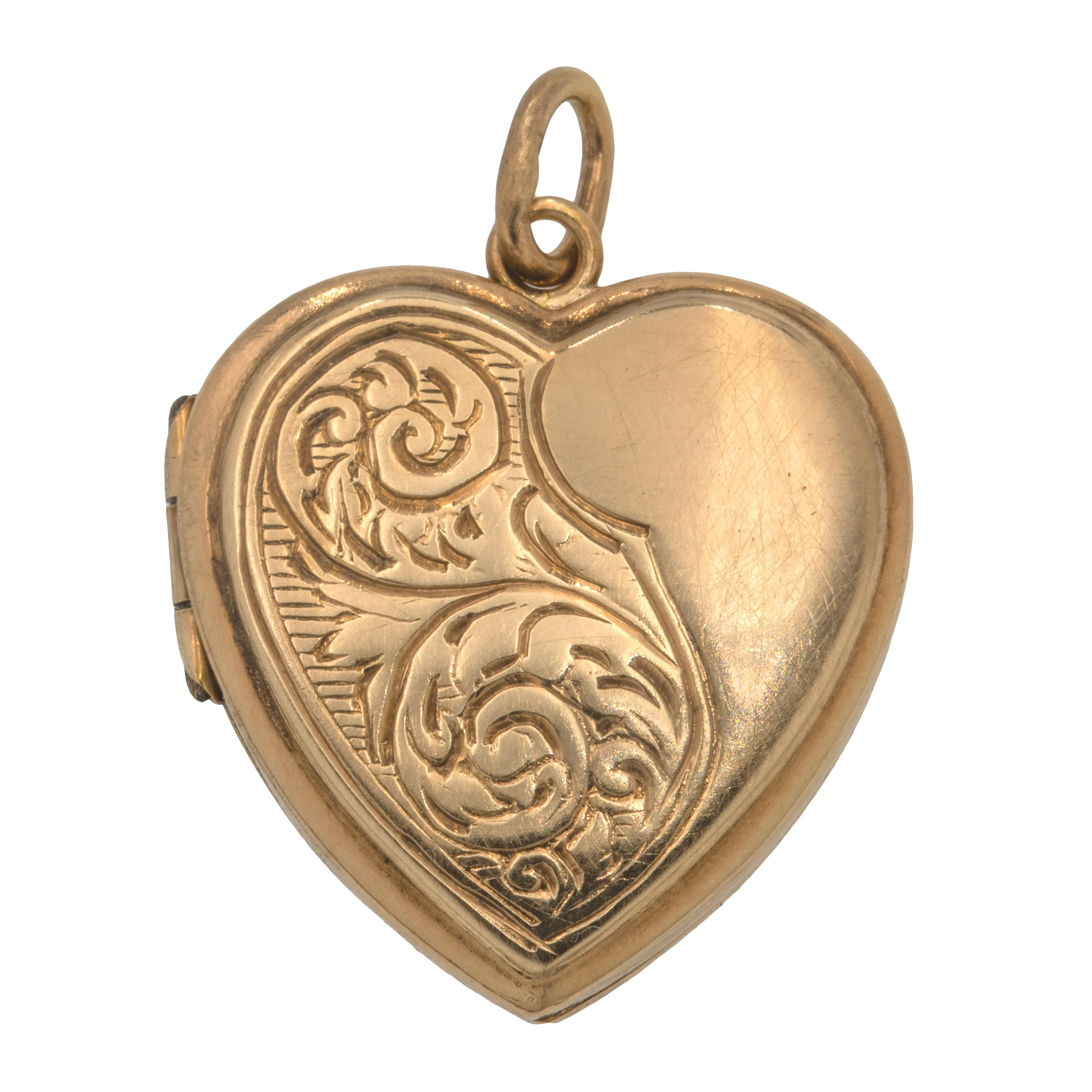 Antique 9ct Gold Engraved Heart Locket