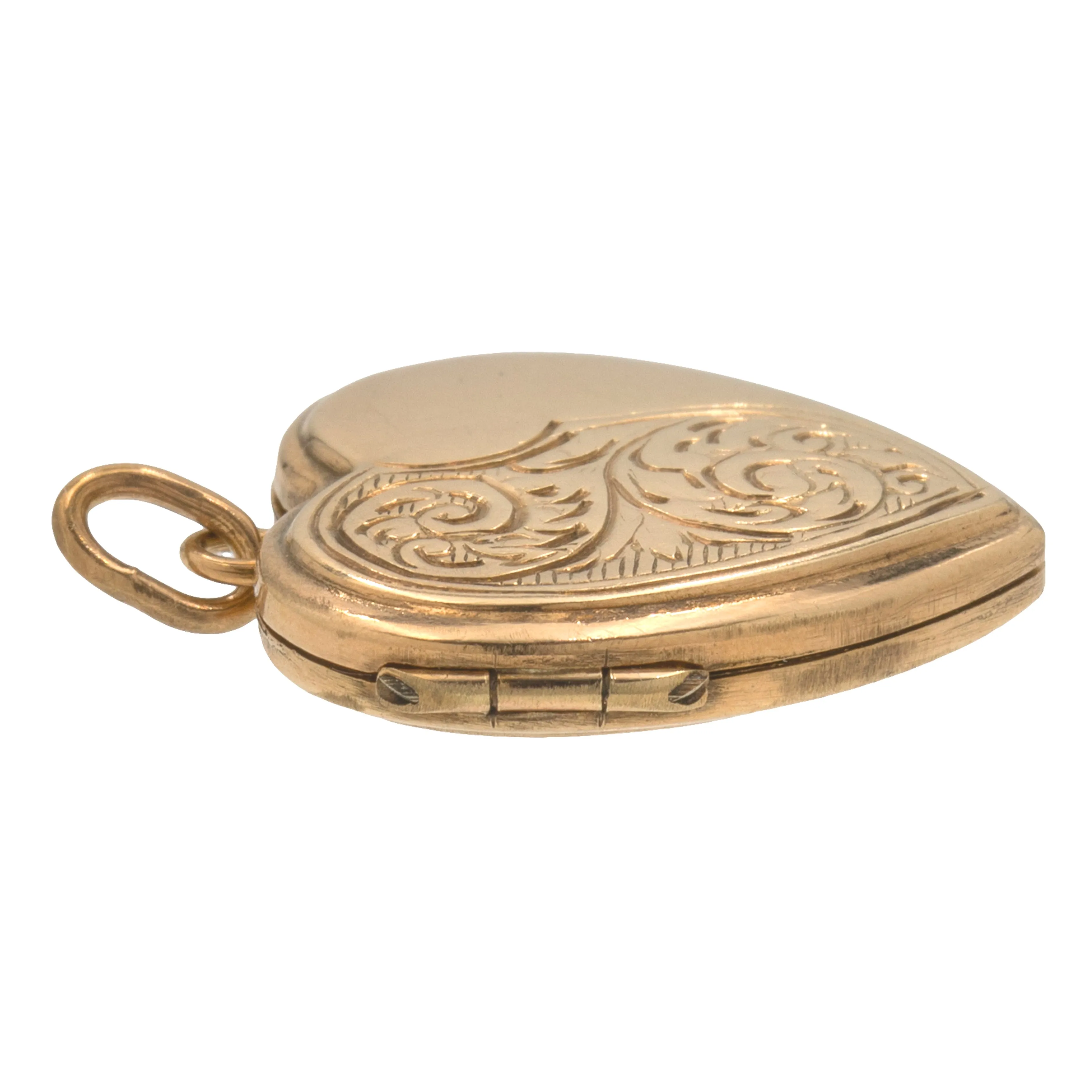 Antique 9ct Gold Engraved Heart Locket