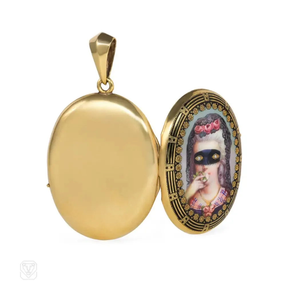 Antique masked portrait locket