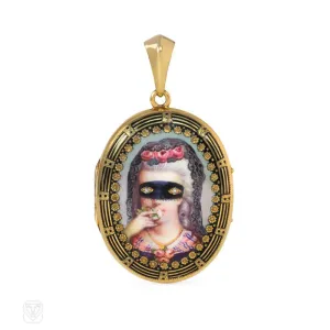 Antique masked portrait locket