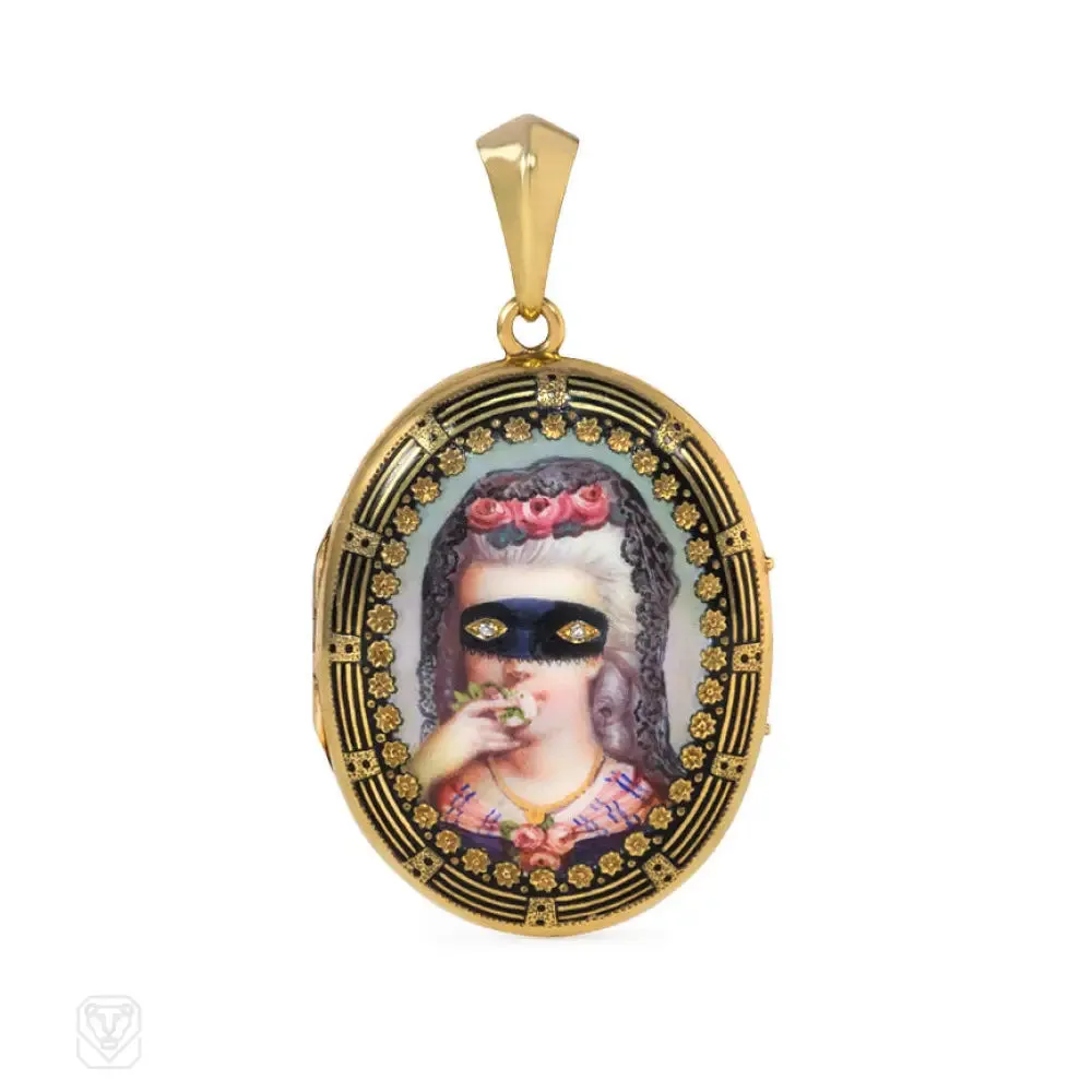 Antique masked portrait locket