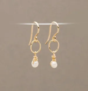 Elegant Pearl Drop Earrings with Simple Link Design by Armitage