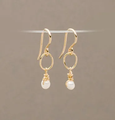Elegant Pearl Drop Earrings with Simple Link Design by Armitage