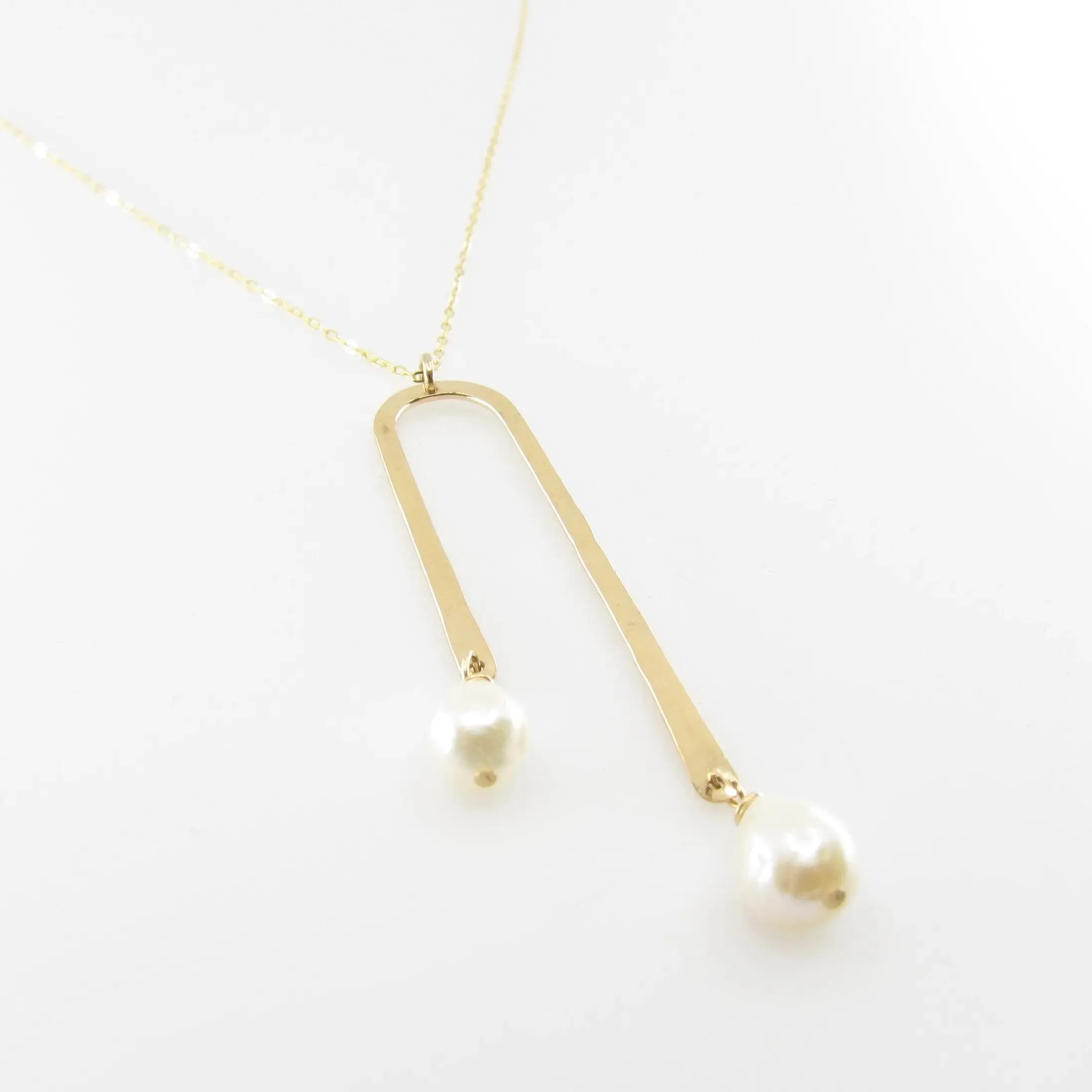 Asymmetrical Arch Necklace with Baby Baroque Pearl Drops