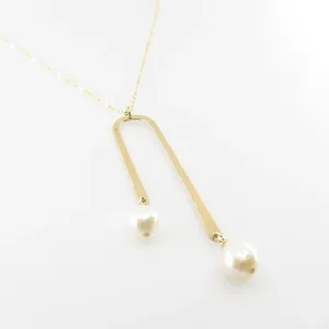 Asymmetrical Arch Necklace with Baby Baroque Pearl Drops