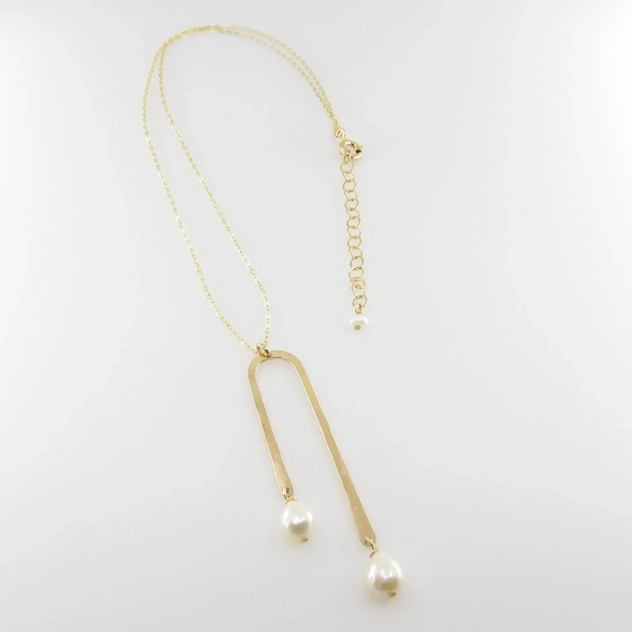 Asymmetrical Arch Necklace with Baby Baroque Pearl Drops