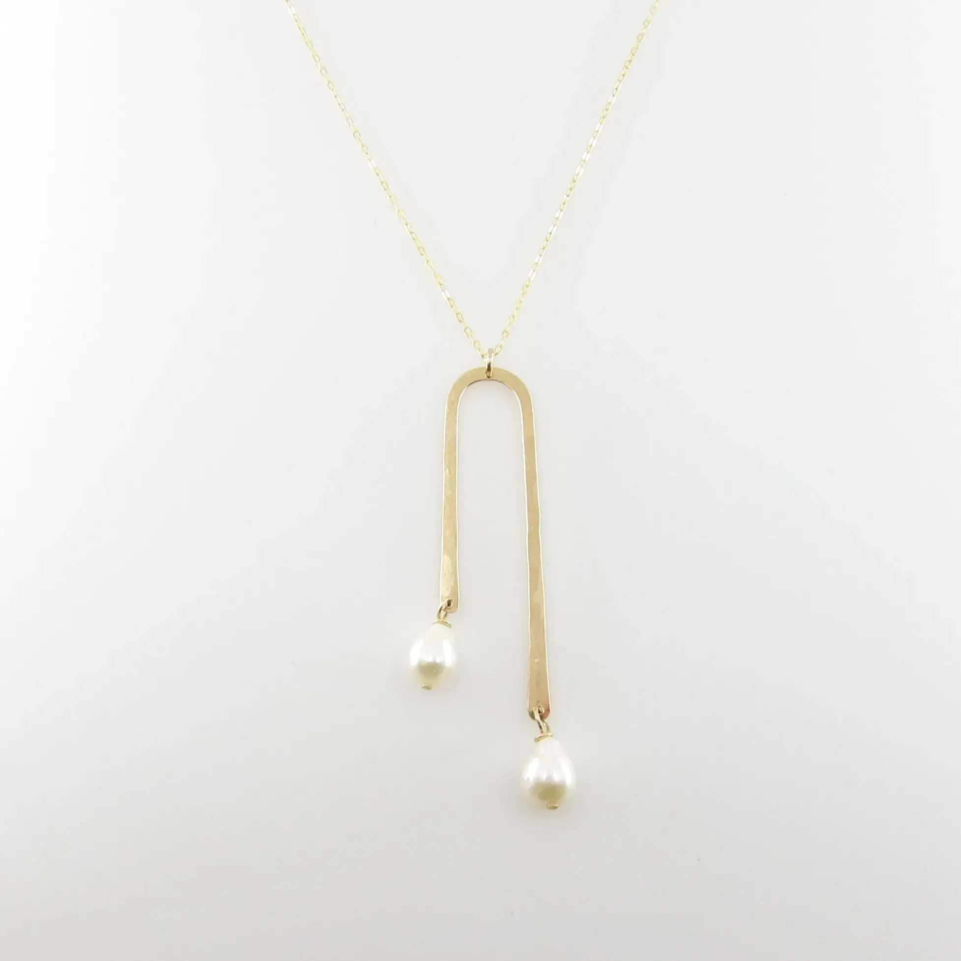 Asymmetrical Arch Necklace with Baby Baroque Pearl Drops