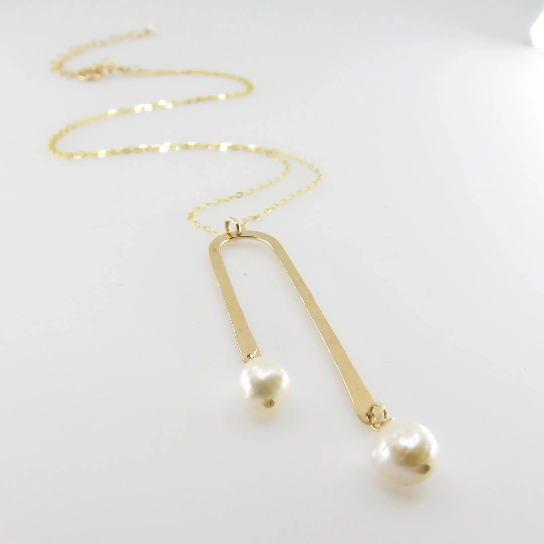 Asymmetrical Arch Necklace with Baby Baroque Pearl Drops