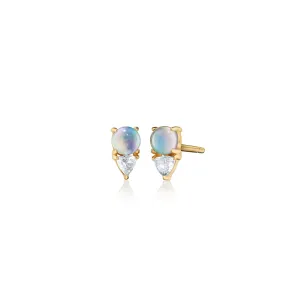 Aurora Opal & Diamond Stud Earrings