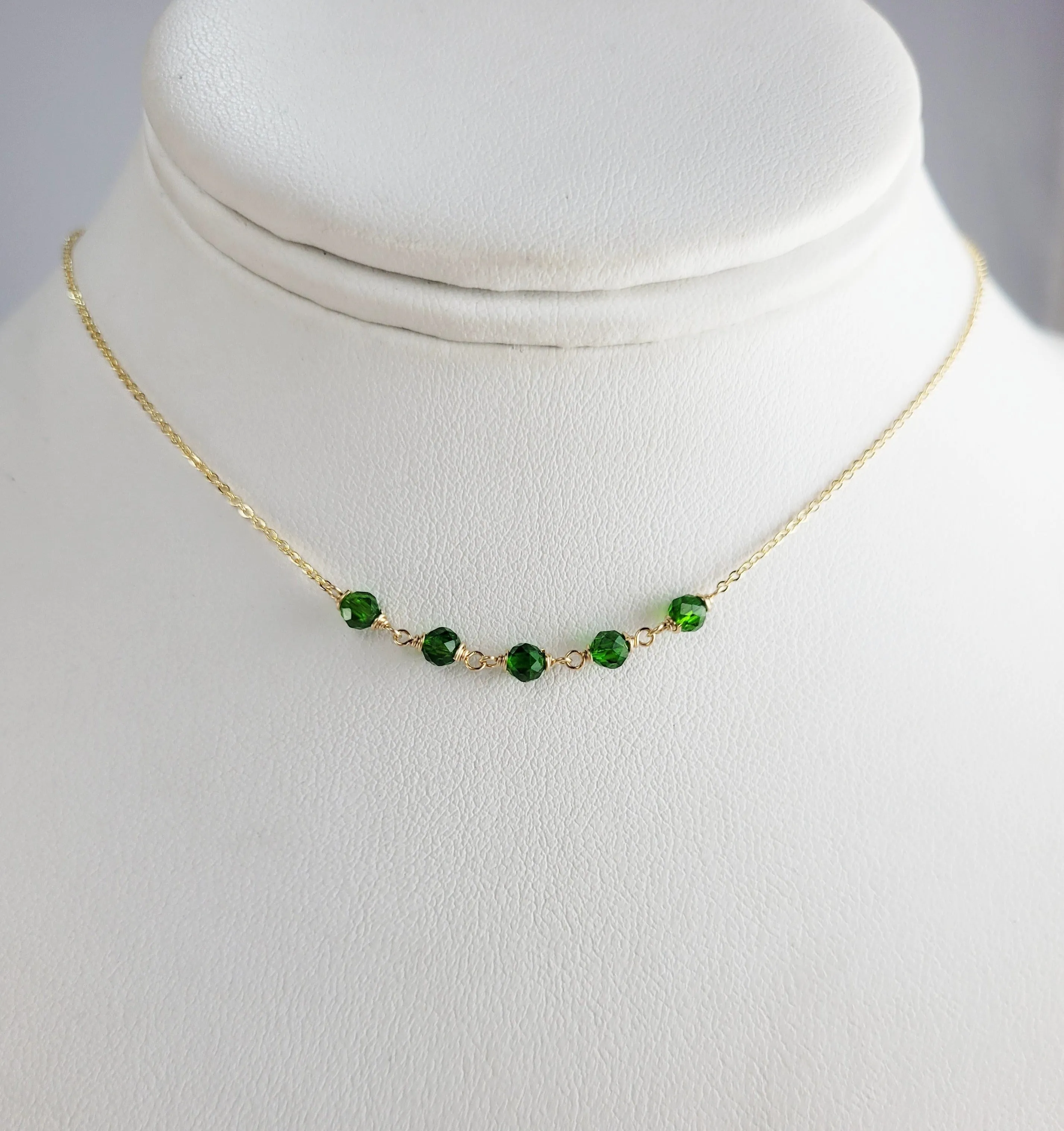 Beaded Chrome Diopside Necklace