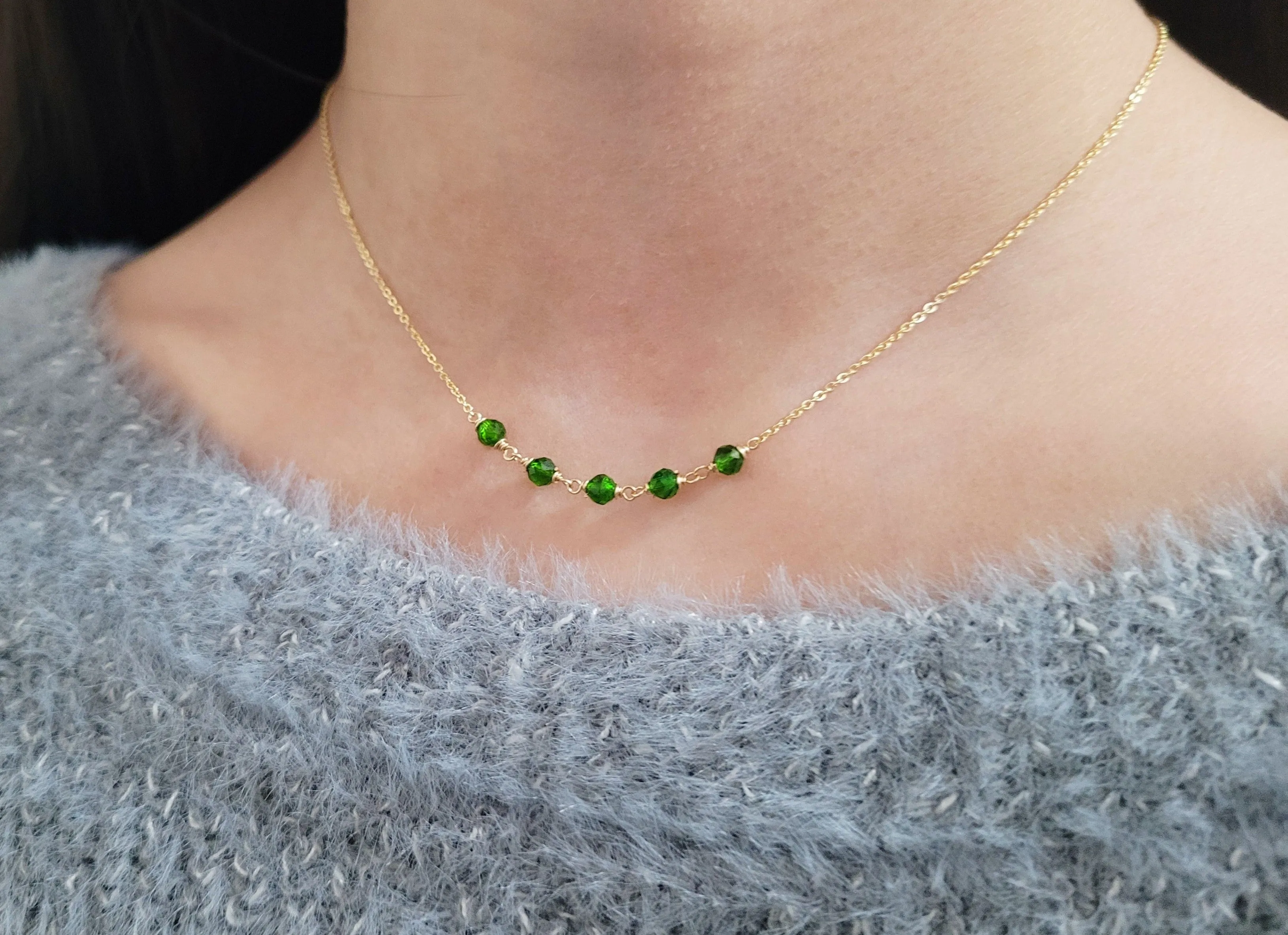 Beaded Chrome Diopside Necklace