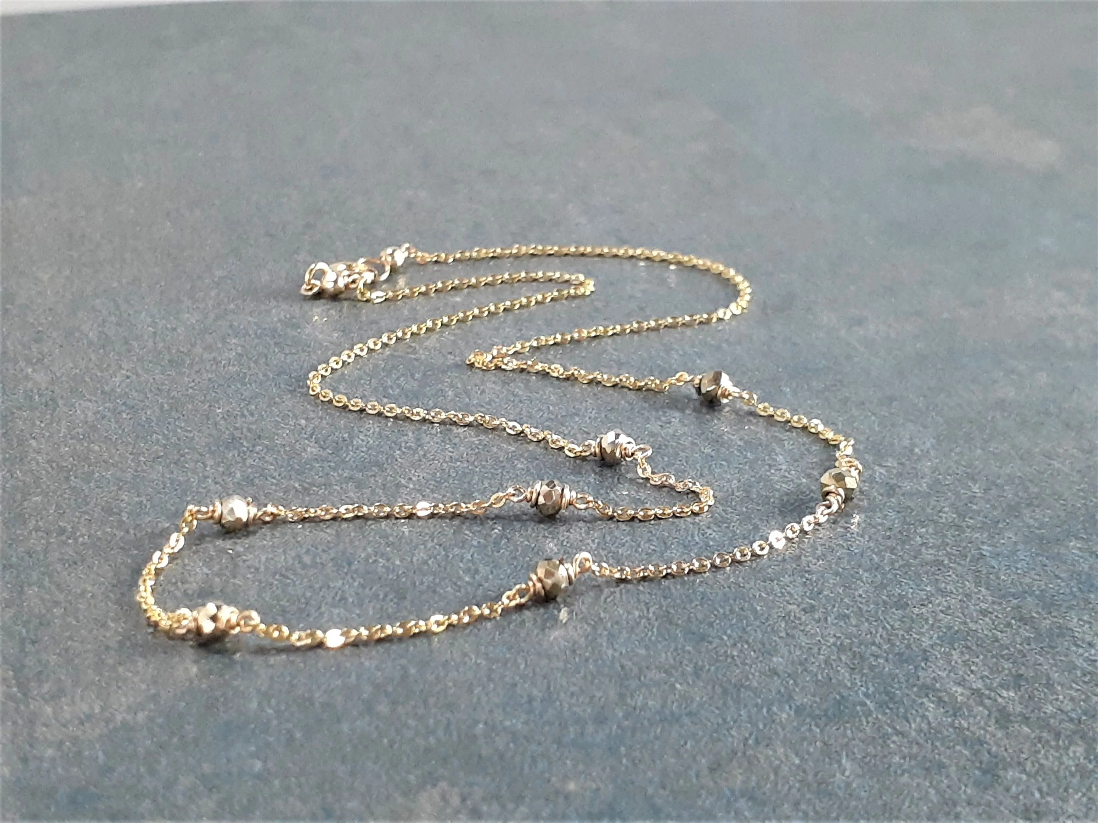 Beaded Gold Pyrite Necklace