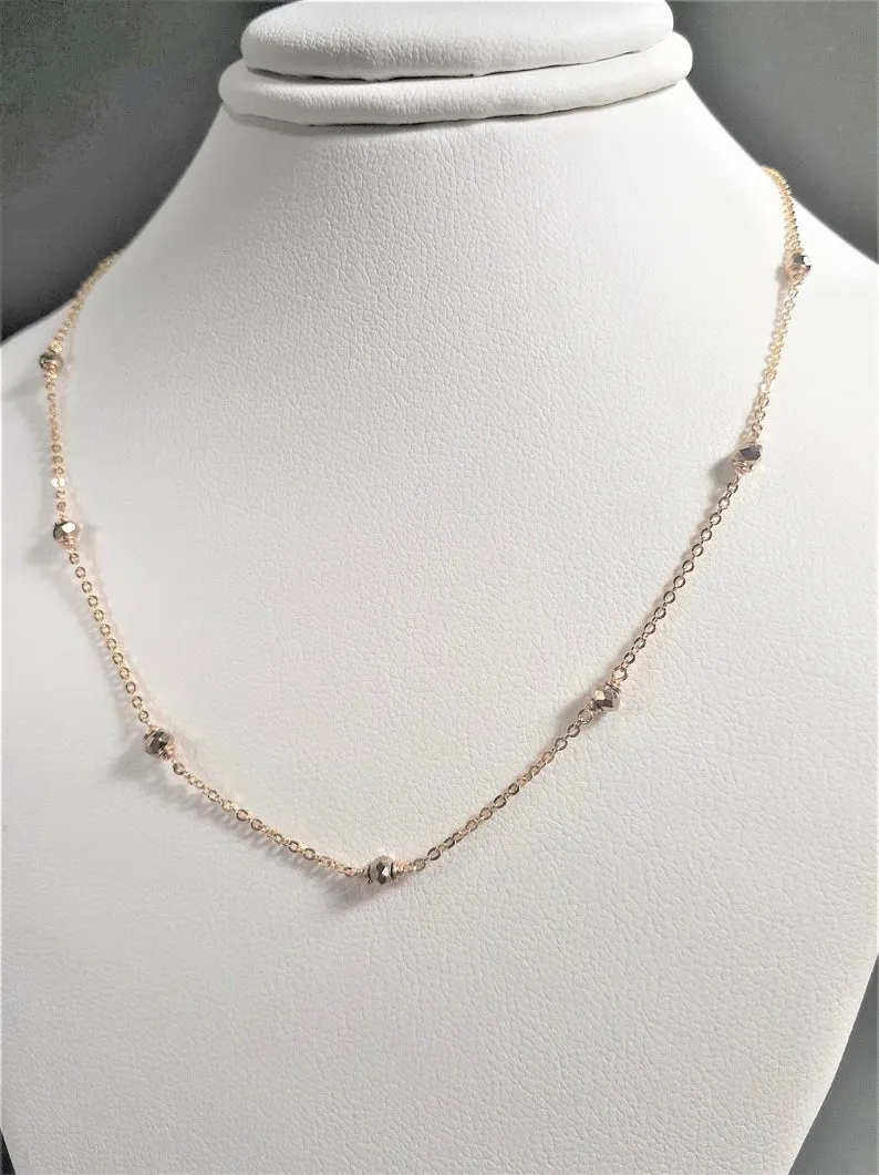 Beaded Gold Pyrite Necklace
