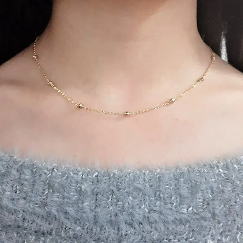 Beaded Gold Pyrite Necklace
