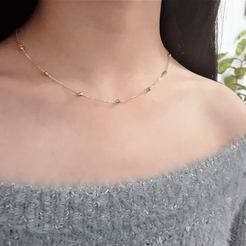 Beaded Gold Pyrite Necklace