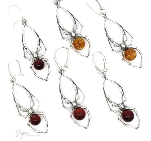 Beautiful Amber Spider Earring