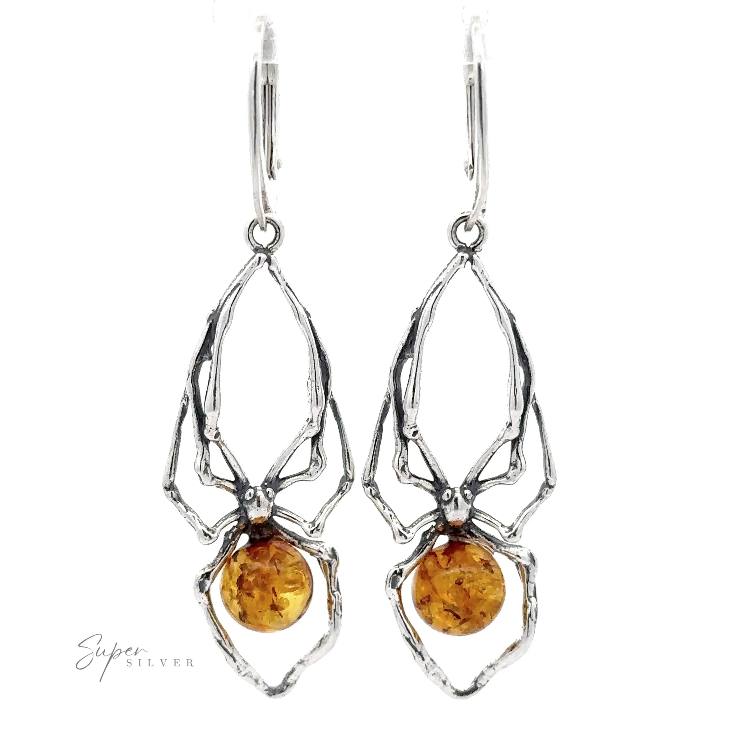 Beautiful Amber Spider Earring